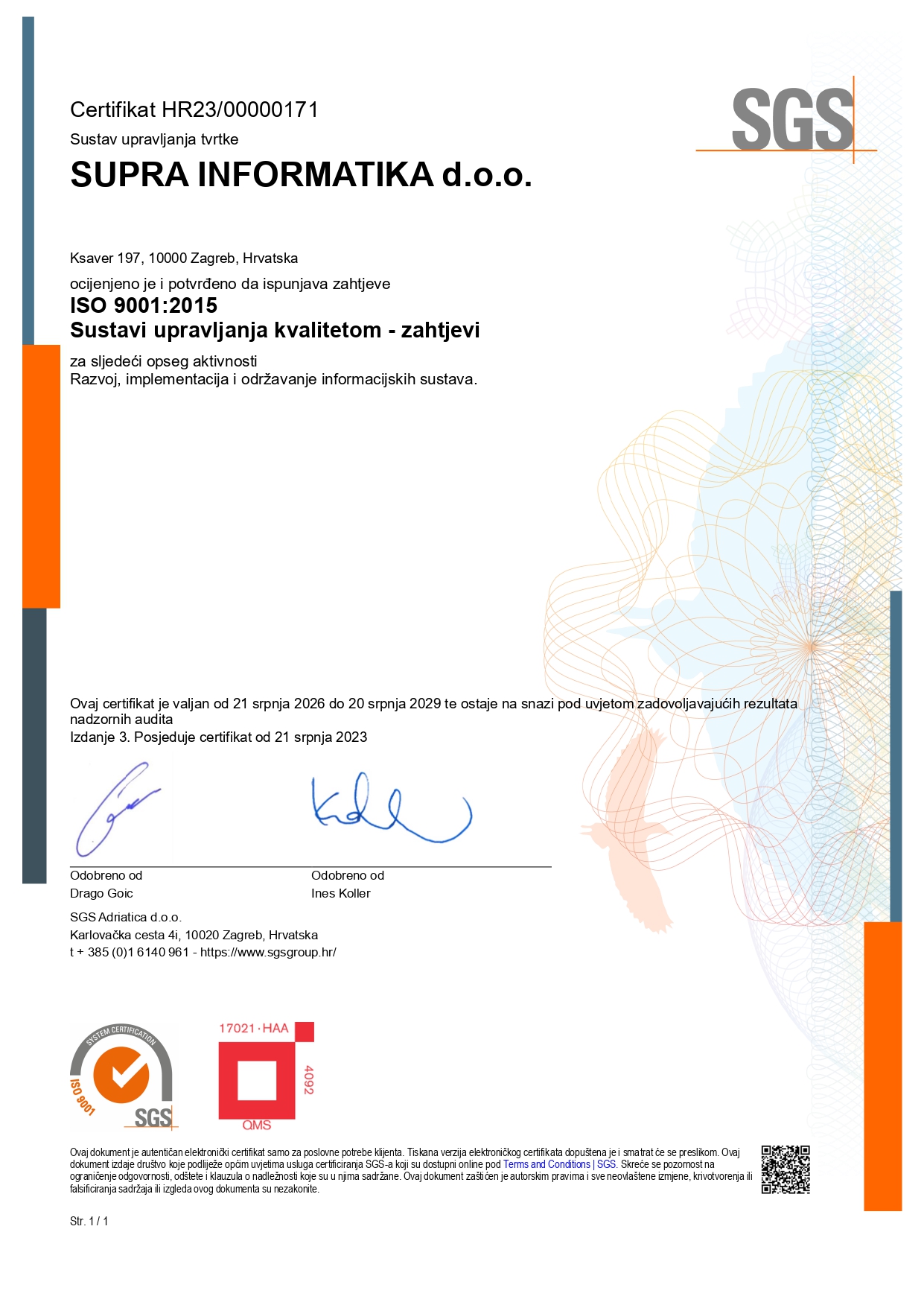 Certifikat ISO 9001:2015